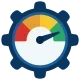 A speedometer icon on a vibrant background, symbolizing website performance.